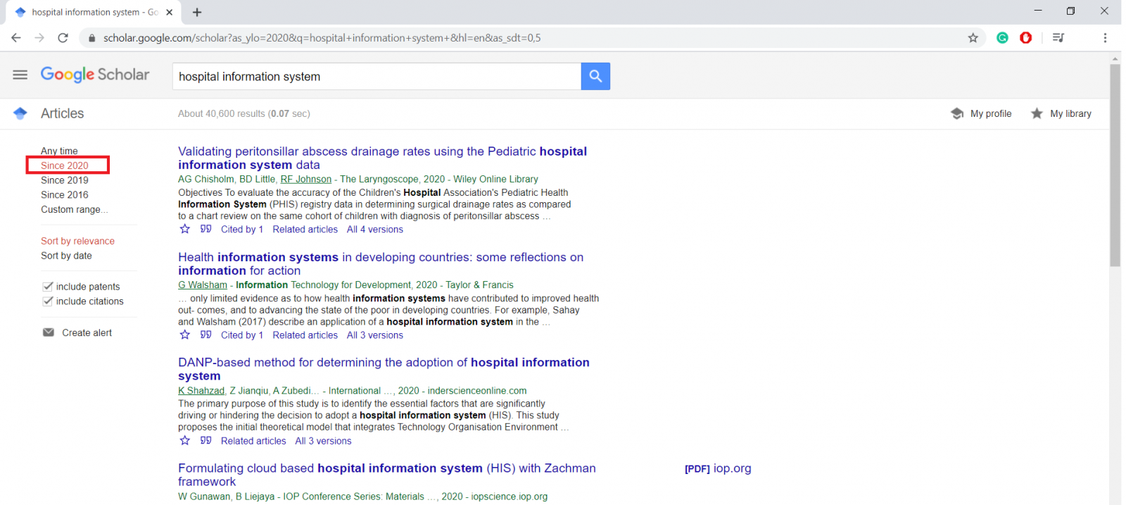 Google Scholar Search with Keyword